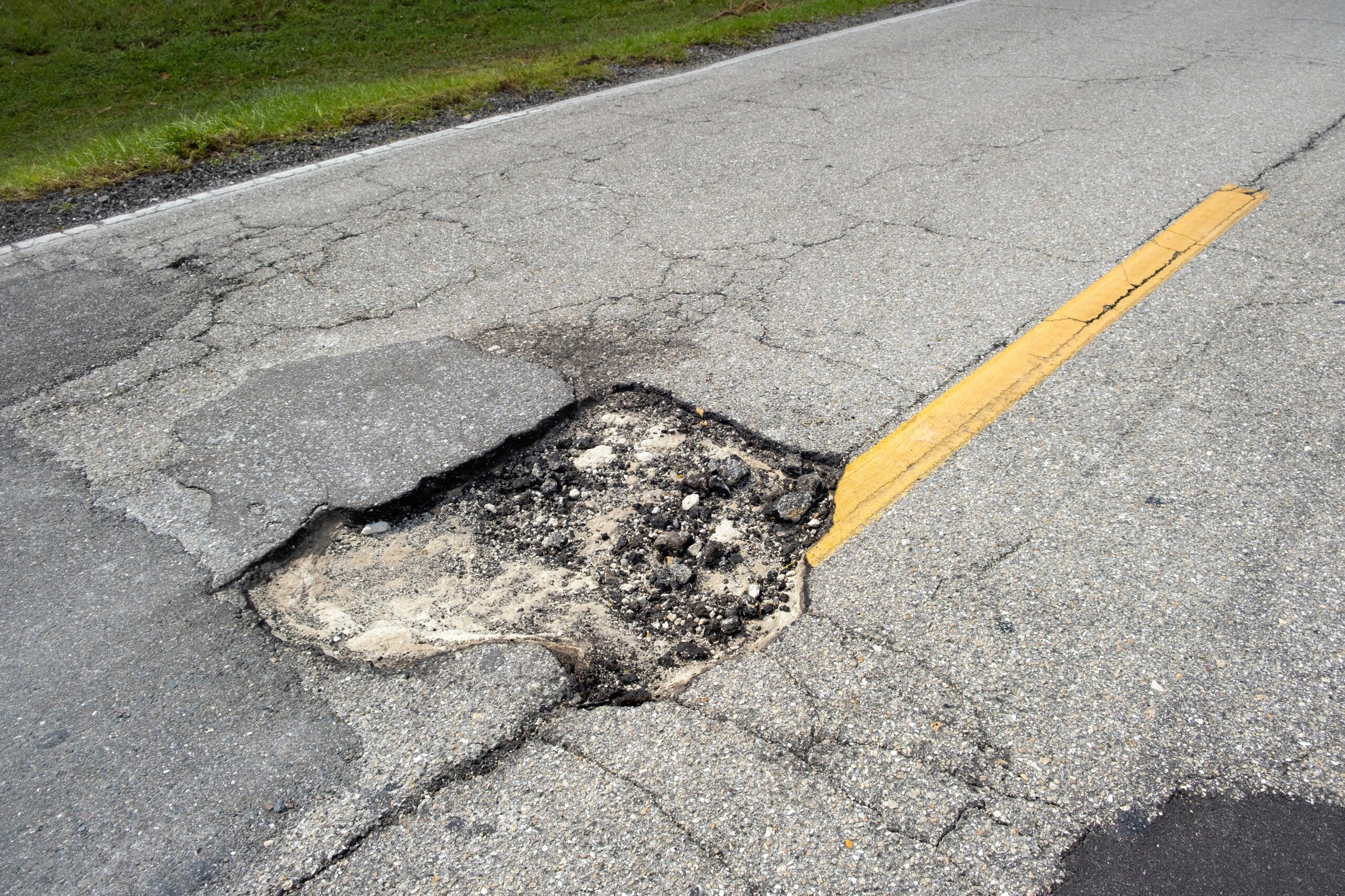 pothole in the road